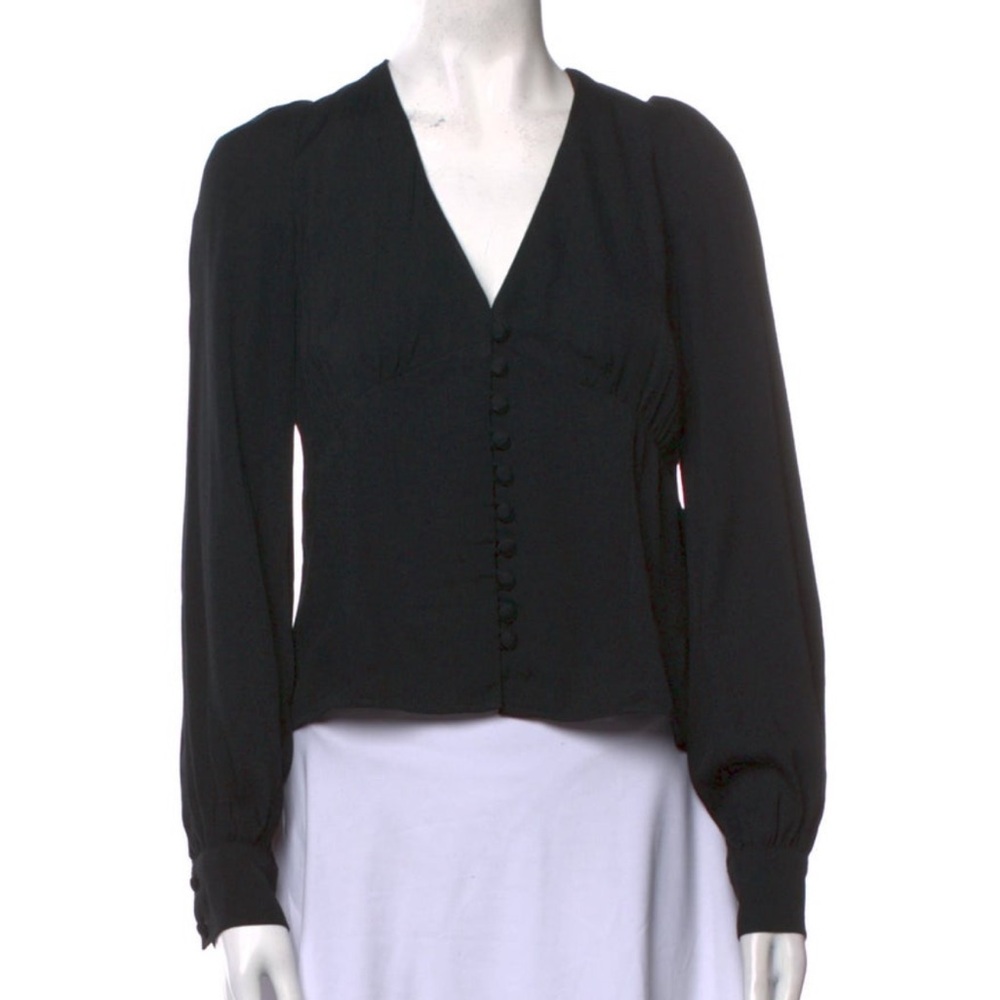Like 🆕 Reformation very deep v-neck plunge style black cropped blouse